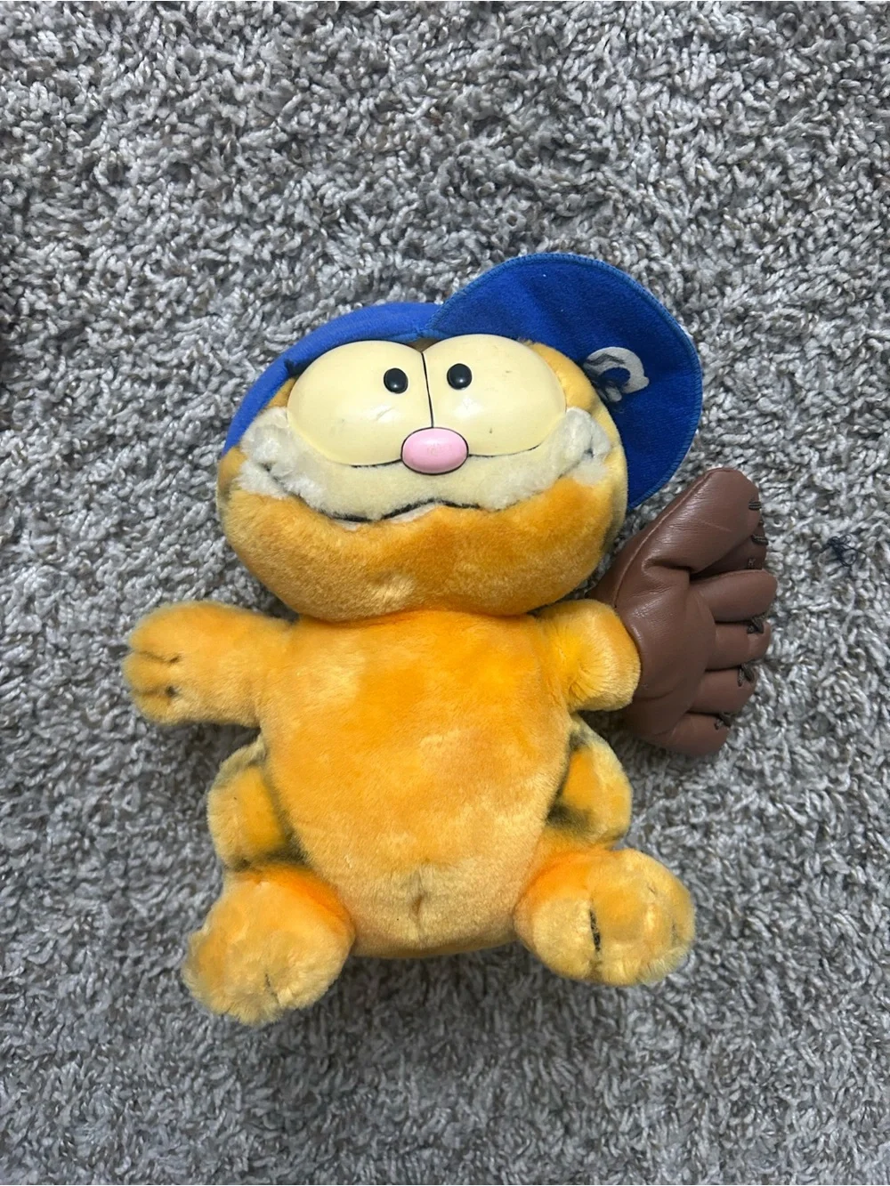 Garfield Plush Toy in Orange with Blue Cap and Brown Glove